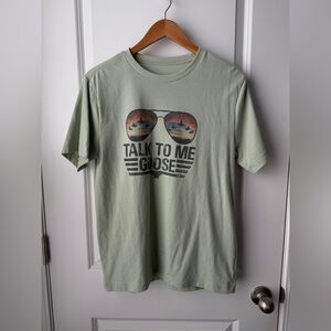 light green talk to me goose graphic tee